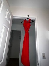 #Luxury, #McQueen  red dress, size  M, knee length. Zip back, belted dress