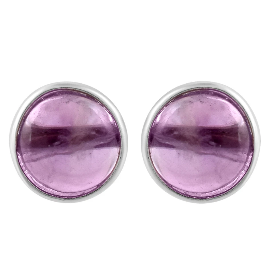 Fatto a Mano 925 Argento Sterling 5MM Rotondo Gemma Portafortuna Lobo Orecchini - Immagine 2 di 4