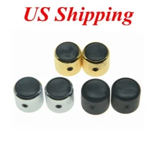 2pcs Tele Telecaster Black Pearl Cap Guitar Bass Dome Knobs with Set Screw