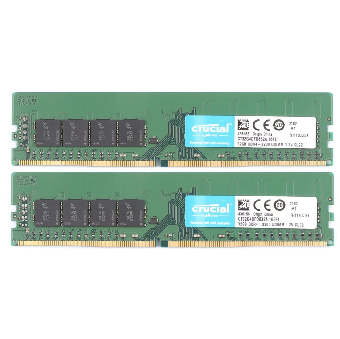 New Crucial 128GB (4X32GB) DDR4 3200MHz PC4-25600 UDIMM Memory Ram