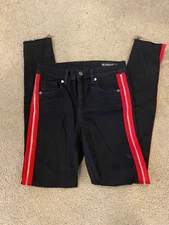 [BLANKNYC] Womens The Rivington Black High-Rise Zippered Leg Jeans 25 distressed