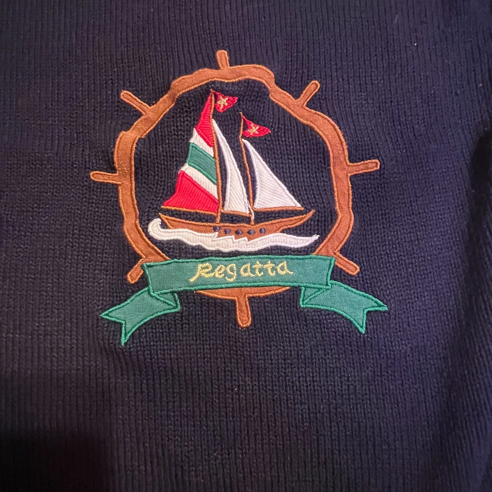 Suéter tejido azul náutico vela Good Lad of Philadelphia vintage para niños talla M Foto 3 de 4