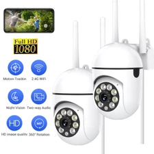 2PacK 2.4G WIFI Security Camera System Outdoor Home Night Vision Wired Cam 1080P