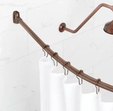 Signature Hardware 60" CURVED SOLID BRASS SHOWER ROD - OIL RUBBED BRONZE