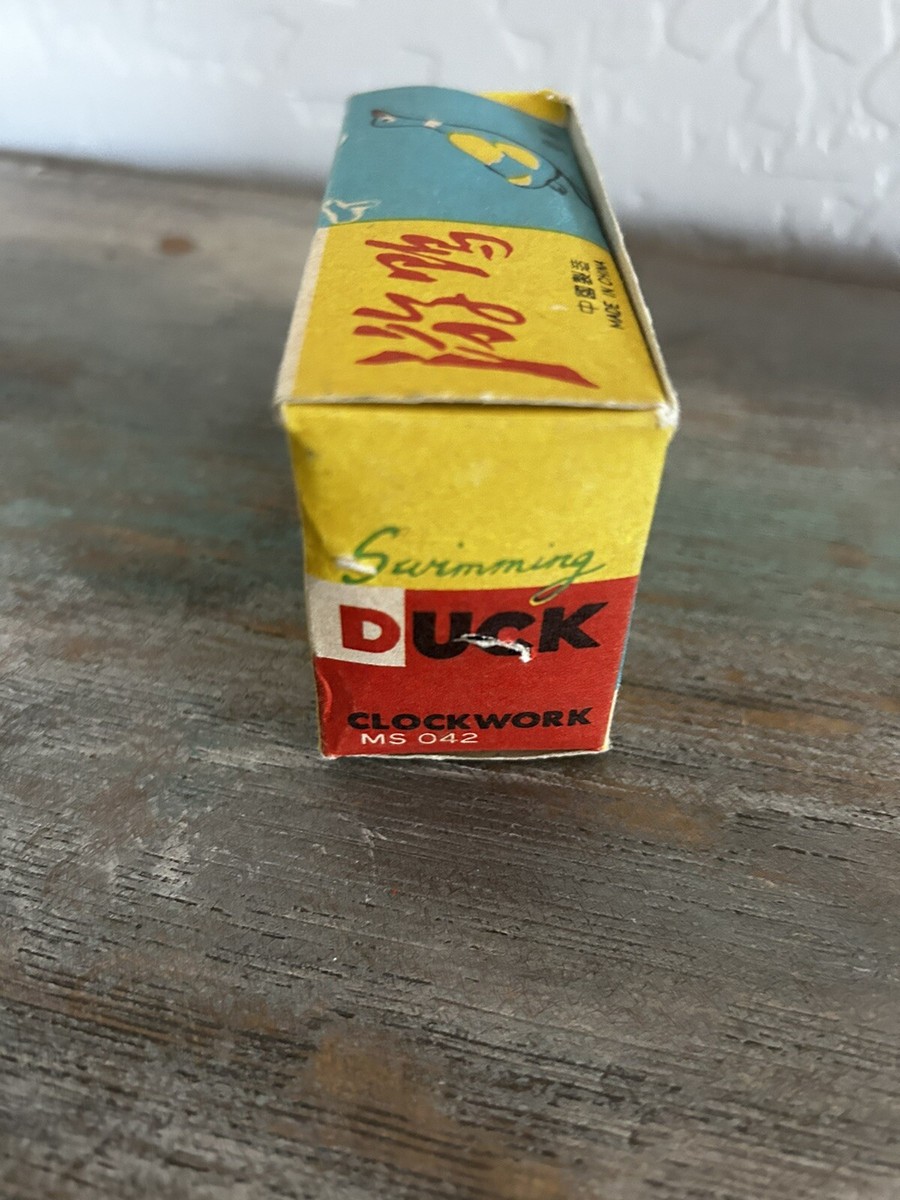 Vintage Japan Metal Tin Wind Up Swimming Duck Toy Clockwork MS 042