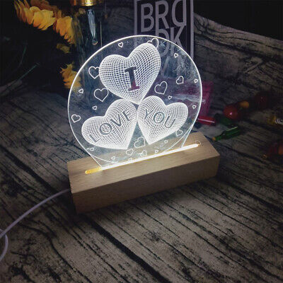 Acrylic photo holder + wooden base + light (heart + rectangle)