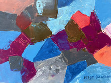 Serge Poliakoff Abstraktes Original Gemälde Blau Signiert Ausstellung Galerie Ar D47
