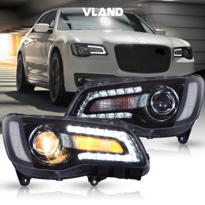 VLAND Projector Dual Beam LED Headlights For Chrysler 300 2011-23 Head ...