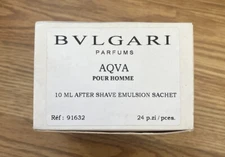 Bvlgari Aqva Pour Homme After Shave Emulsion Sachets Box Of 24 Sample Travel