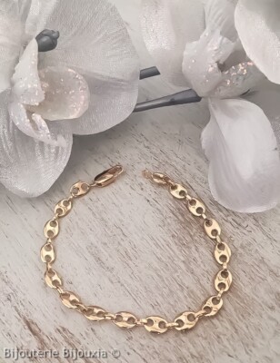 Armband Mesh Kaffeebohne 19 cm vergoldet 18 Karat 750/1000 Damenschmuck