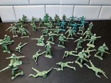 Plastic Toy Soldiers Blue Green Army Men 2  Tall Figures Lot of 45 Mixed Brands