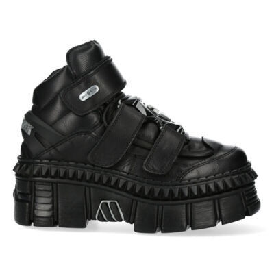 New Rock Stiefel WALL285-S3 Unisex Metallic Schwarz Leder Plateau Gothic Boots