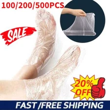 ..100/200/500X Disposable Plastic Foot Covers Bags Clear Booties Bath Paraffin-.