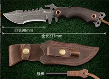 waist belt bag knife blade sheath scabbard holder pocket cow leather brown A51