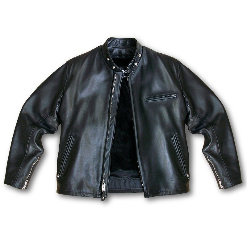 New! Schott NYC Black Leather Jacket Cafe Racer Style 141 - Men's