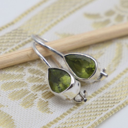 Peridot Ohrhänger echt Silber 925 Ohrringe Tropfen Sterlingsilber Grün hvts - Bild 5 von 5