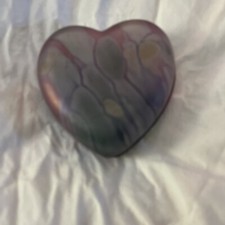 Rueven Glass Art Nouveau Heart Shaped Covered Trinket Dish Box 5 X 5”
