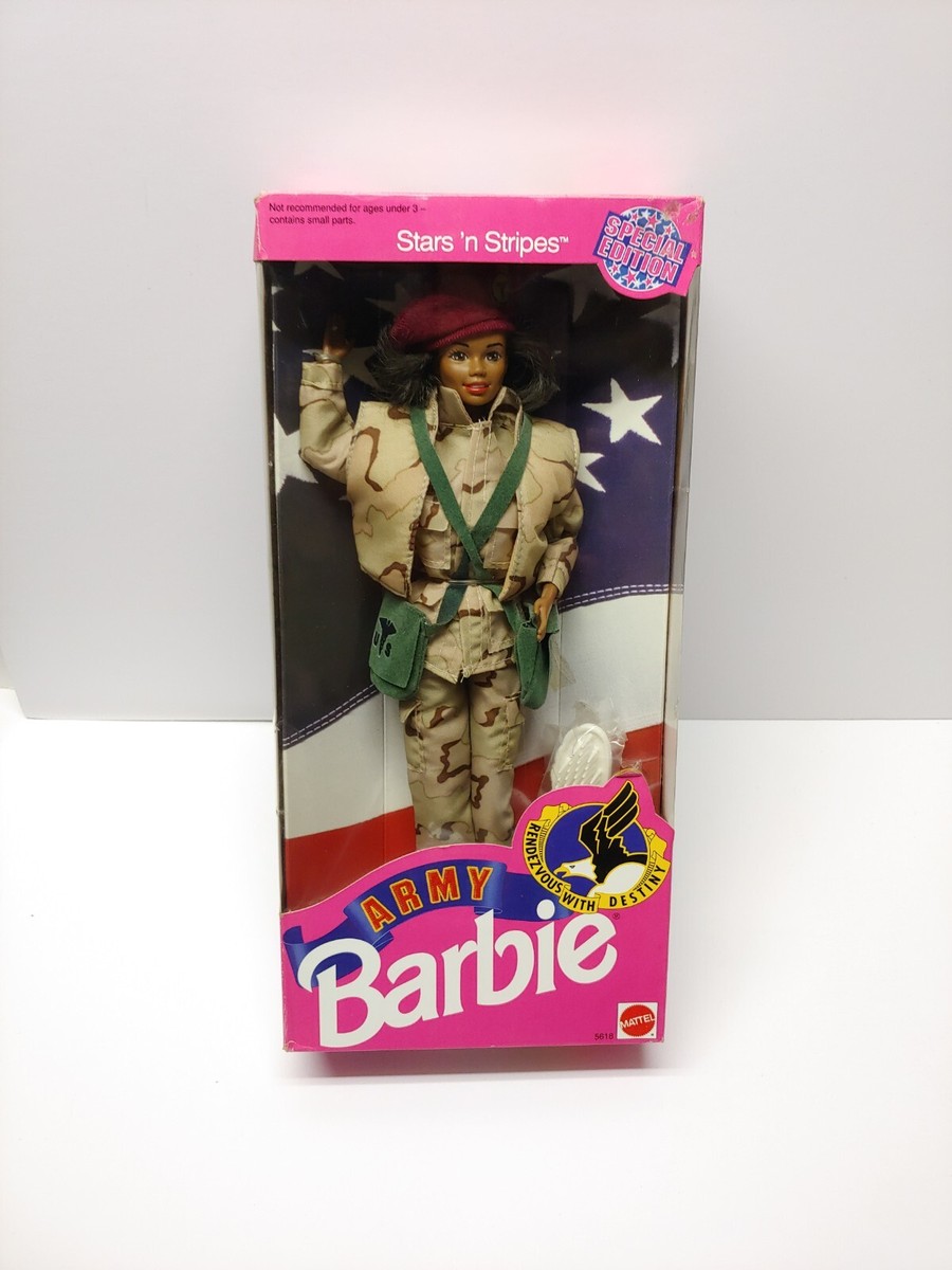 Vintage Army Barbie Doll Stars And Stripes Mattel 1992 Excitement