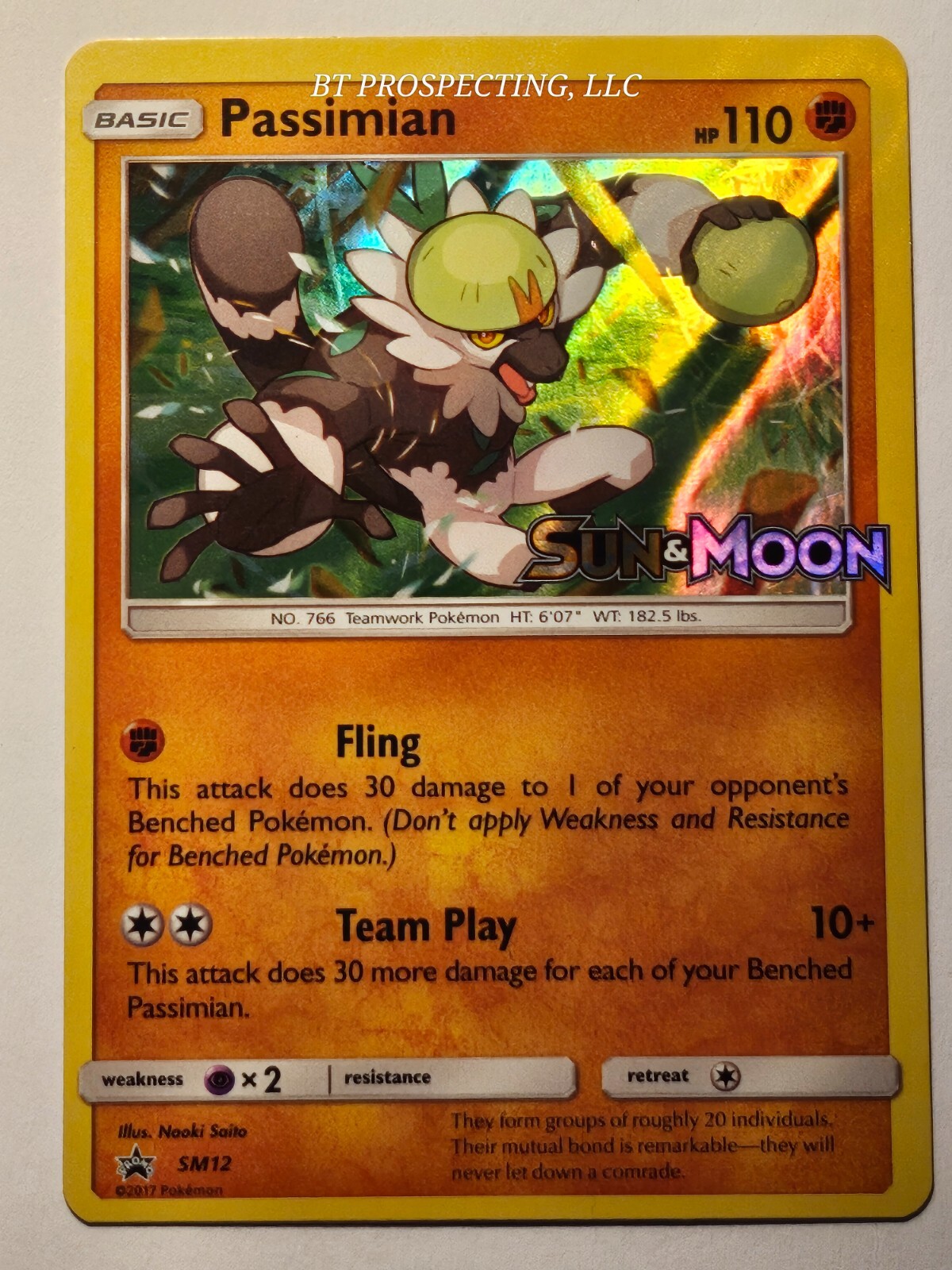 2017 SUN & MOON PROMO PASSIMIAN SM12 HOLO STAMPED (PRERELEASE)