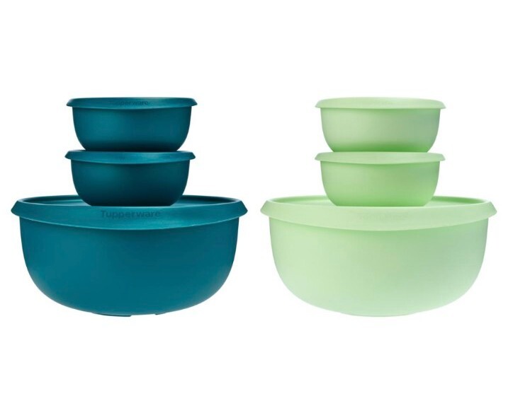 Tupperware 12-piece Blossom Lid Serve & Store Bowl Set-Green