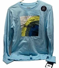 Hurley Stratum Graphic Long Sleeve Blue Tee Boys Size Large NWT