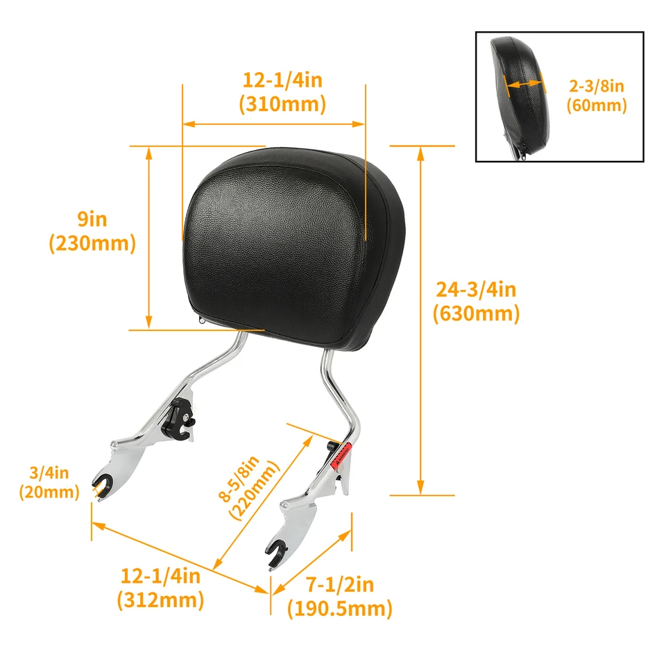 Respaldo Sissy Bar desmontable para Harley Touring Street Glide Road Glide 09-25 Foto 2 de 4