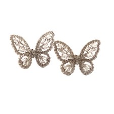 Butterfly Stud Earrings Sterling Silver Rhinestone Petite Gift For Her