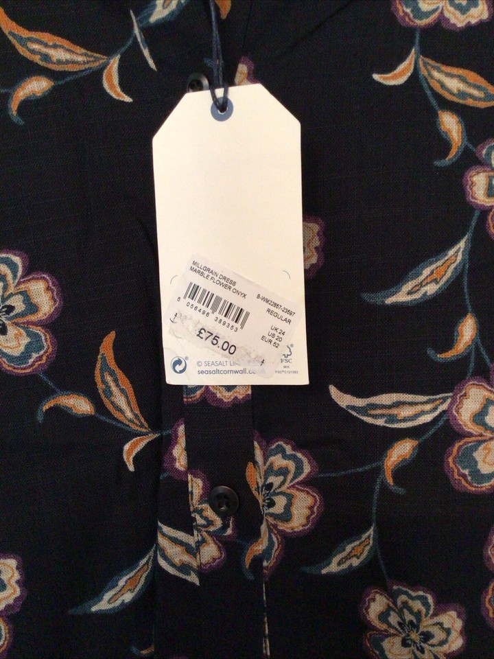 Sea Salt Millgrain Dress Size 24 R Marble Flower Onyx With Pockets eBay