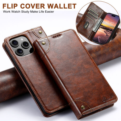 For iPhone 16 Pro Max|Plus|Pro 16e PU Leather Flip Kickstand Wallet Phone Case - Picture 19 of 50