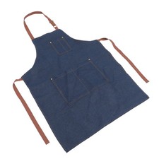 Reusable Blue Jean Work Apron Cotton with Pockets Comfortable Neck Strap