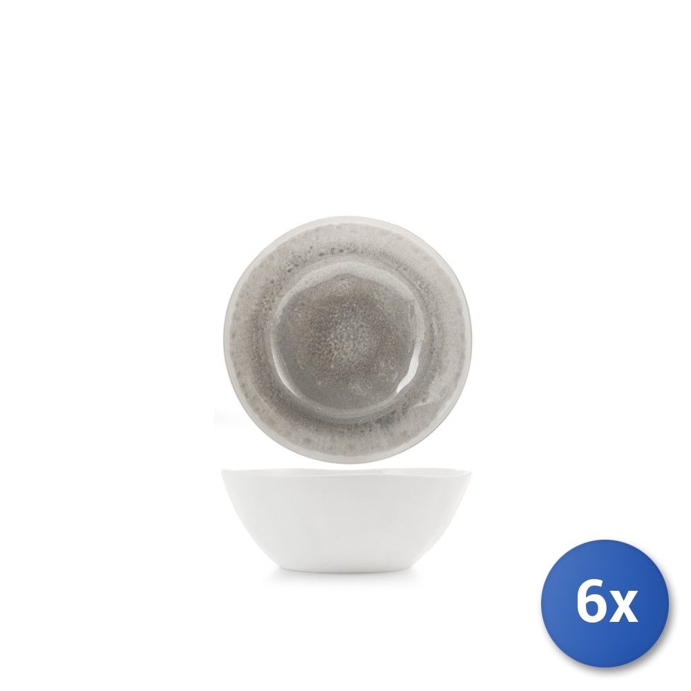 6X H&H Selene Salad Bowl In Reactive Gray Melamine 16 Cm