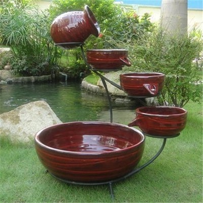 Smart Solar 23941R01 Lava Ceramic Solar Cascade - Lava Red finish