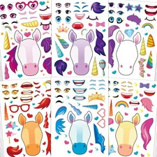 Aowplc 42 Sheets Unicorn Make  a  Face Stickers, Fantasy Party Favors, Colorful