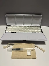 PEVART Empty Watercolor Paint Palette,Metal Box Mixing Palette Case with 37 W
