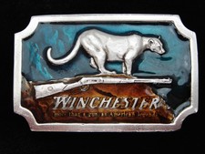 QA09167 VINTAGE 1970s  WINCHESTER  GUN  RIFLE/HUNTING PEWTER BELT BUCKLE