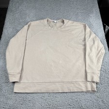 James Perse Sweatshirt Women Size 0 Beige Cotton Pullover Crewneck USA Made