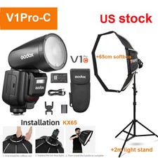 Godox V1Pro-C TTL Li-ion Round Head Camera Flash 65cm Speedlight softbox tripod