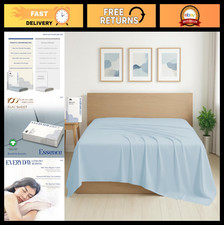 100 Organic Cotton King Flat Sheet - Light Blue, Crisp Cool Bedding for Hot S