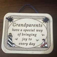 Hand Crafted Trinity Pottery Ceramic Wall Hanging Sign Grandparents Plaque New