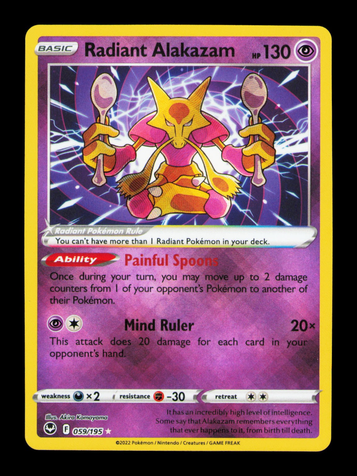 Radiant Alakazam Holo Radiant Rare SWSH12: Silver Tempest 059/195 NM