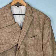 Jos A Bank 1905 Men 46 L Brown Herringbone Linen Tailored Fit Sport Coat Blazer