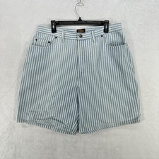 Vintage Faded Glory Shorts Womens 18W Blue Striped Faded Mom Baggy 90s Beachy