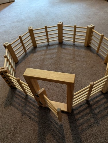 3"H Horse Corral Handmade Amish Wood Toy 9 Piece Wood Interlock Fence Wooden