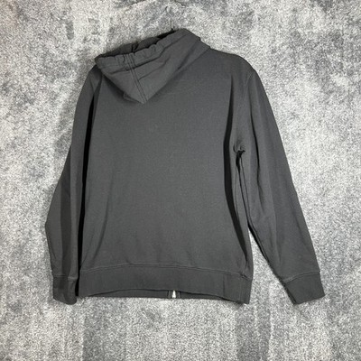 Coach Hoodie Mens Small Black Full Zip Fleece Logo Leather Trim