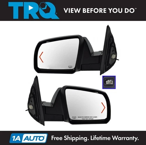 TRQ Power Heated Signal Side View Mirror Smooth Caps Covers Pair Set for Tundra