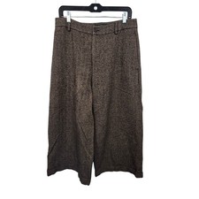 Lauren Ralph Lauren LRL Wide Leg Tweed Cuffed Pants Women 10 Wool Cotton Preppy
