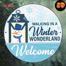 Welcome Winter Snowman Metal Sign Vintage Wonderland Porch Home Decoration Gift