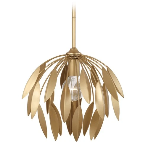 Capital Lighting Margeaux 100W 1-Light Buffed Gold Botanical Semi-Flush Pendant - Picture 1 of 7
