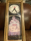 Working VTG Coca-Cola Circus Clock Wood Frame Clown Graphic 13” X 5” X 3”
