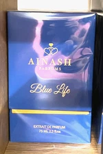 Blue Life by Ainash 2.5 oz-75 ml  Extrait de Parfum New & Sealed.